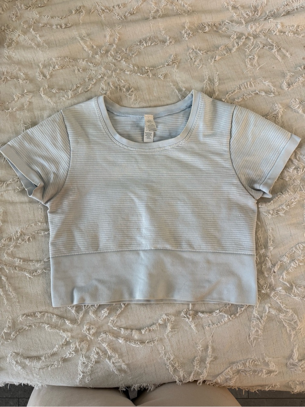 aerie Light Blue Ribbed Crop Tee